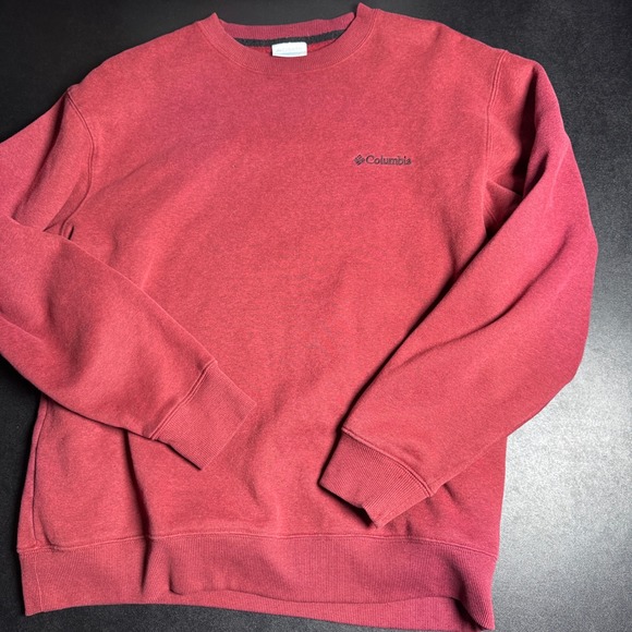 Columbia Other - Columbia Sweatshirt Mens Medium Red Solid Crewneck Fleece Pullover Logo